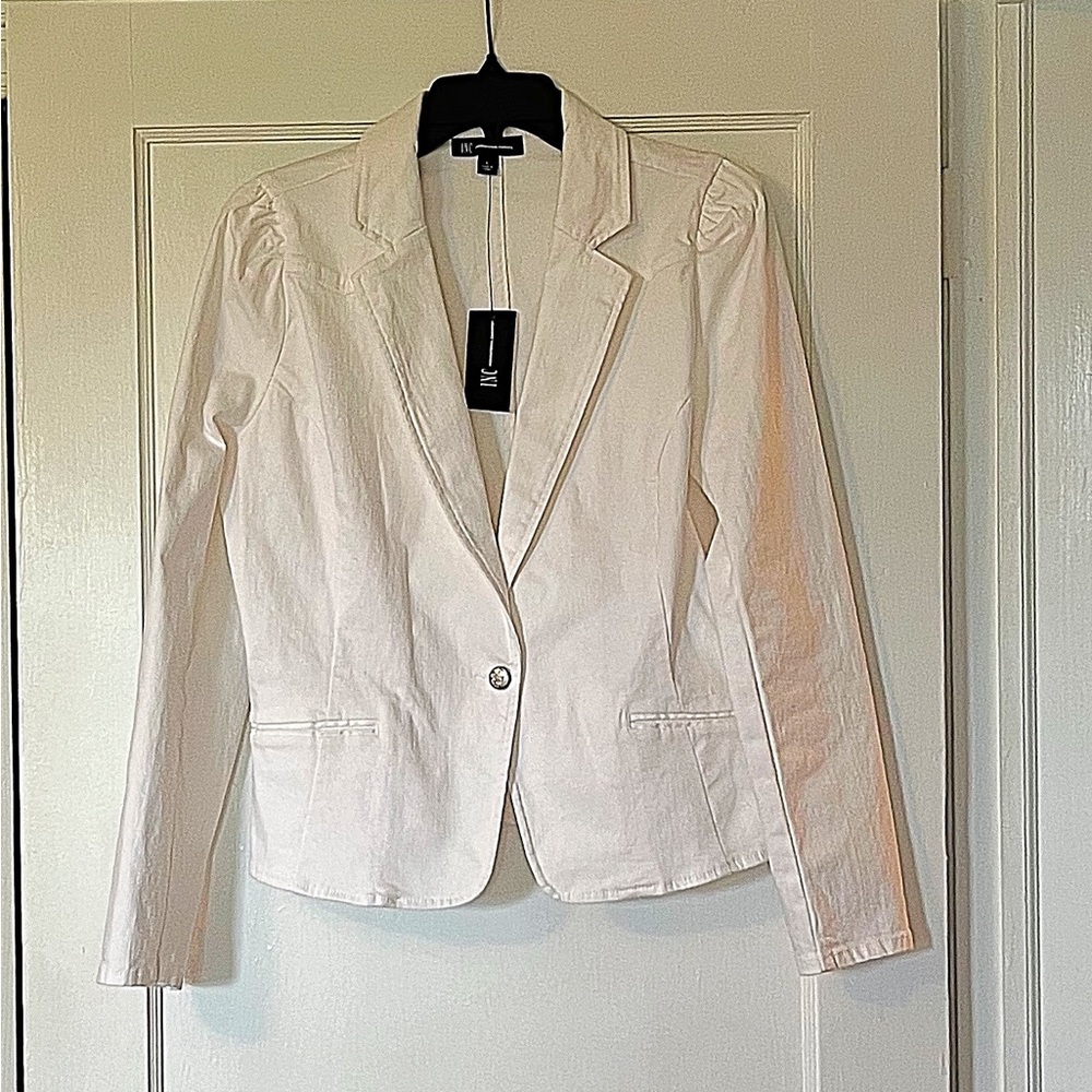 INC International Concepts White Blazer Classic Tailored Design